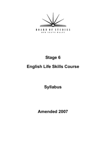 Stage 6 English Life Skills Course Syllabus