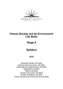 Human Society and Its Environment Life Skills  Stage 6