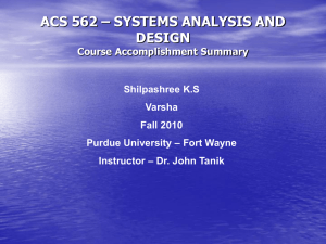 ACS 562 – SYSTEMS ANALYSIS AND DESIGN