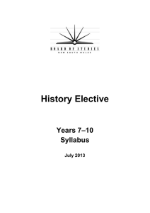 History Elective –10 Years 7 Syllabus
