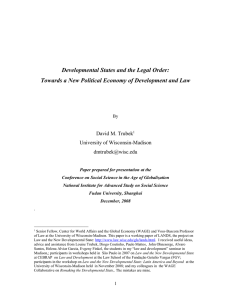 Developmental States and the Legal Order:  David M. Trubek