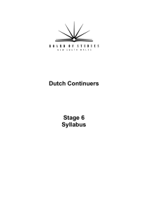 Dutch Continuers Stage 6 Syllabus