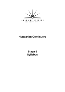 Hungarian Continuers Stage 6 Syllabus
