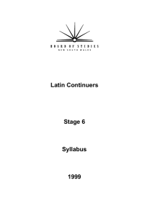 Latin Continuers  Stage 6 Syllabus