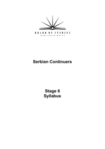 Serbian Continuers Stage 6 Syllabus