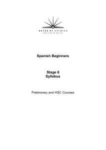 Spanish Beginners Stage 6 Syllabus