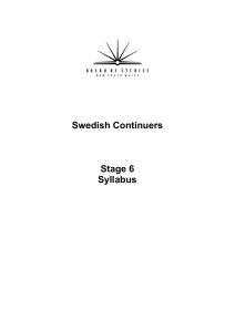Swedish Continuers Stage 6 Syllabus