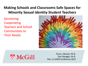 Making Schools and Classrooms Safe Spaces for Sensitizing Cooperating