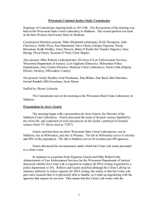 Summary of Commission meeting held on 10/11/06.  The first... held at the Wisconsin State Crime Laboratory in Madison. ... Wisconsin Criminal Justice Study Commission