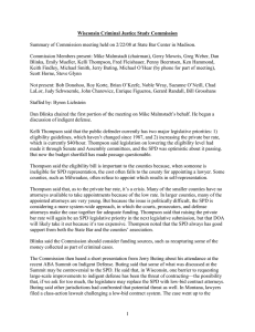 Summary of Commission meeting held on 2/22/08 at State Bar... Commission Members present: Mike Malmstadt (chairman), Gerry Mowris, Greg Weber,... Wisconsin Criminal Justice Study Commission