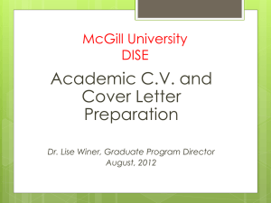 Academic C.V. and Cover Letter Preparation McGill University