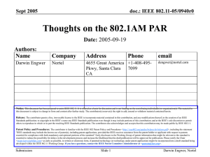 Thoughts on the 802.1AM PAR Date: Authors: Name