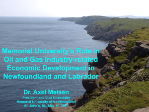 Memorial University’s Role in Oil and Gas Industry-related Economic Development in