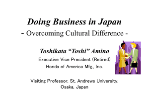 Doing Business in Japan - Overcoming Cultural Difference - Toshikata “Toshi” Amino