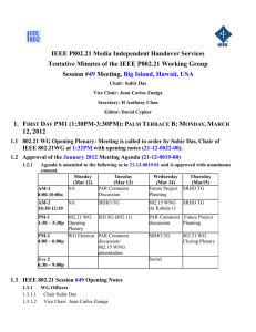 IEEE P802.21 Media Independent Handover Services Session #