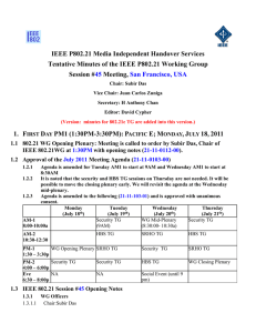 IEEE P802.21 Media Independent Handover Services Session #