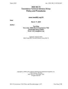 Policy and Procedures IEEE 802.19 Coexistence Technical Advisory Group