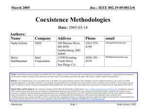 Coexistence Methodologies Date: Authors: Name