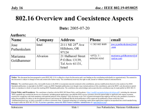 802.16 Overview and Coexistence Aspects Date: Authors: Name