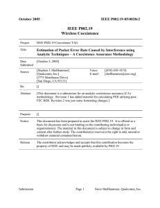 IEEE P802.19 Wireless Coexistence