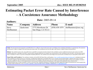 Estimating Packet Error Rate Caused by Interference Date: Authors: