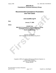 Recommended Coexistence Parameters and Test Cases IEEE 802.19
