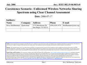 Coexistence Scenario –Unlicensed Wireless Networks Sharing Spectrum using Clear Channel Assessment Date: Authors: