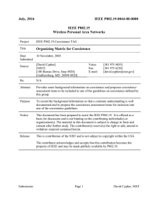 July, 2016 IEEE P802.19-0044-00-0000 IEEE P802.15 Wireless Personal Area Networks