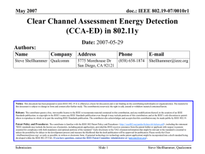 Clear Channel Assessment Energy Detection (CCA-ED) in 802.11y Date: Authors: