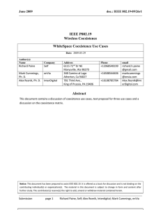 IEEE P802.19 Wireless Coexistence WhiteSpace Coexistence Use Cases
