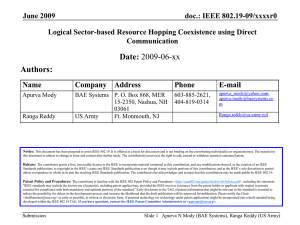 doc.: IEEE 802.19-09/xxxxr0 June 2009 Logical Sector-based Resource Hopping Coexistence using Direct Communication