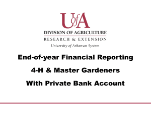 End-of-year Financial Reporting 4-H &amp; Master Gardeners With Private Bank Account