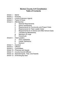 Benton County 4-H Constitution Table of Contents