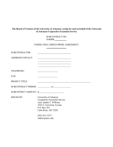 The Board of Trustees of the University of Arkansas Acting...  SUBCONTRACT NO. of Arkansas Cooperative Extension Service