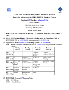 IEEE P802.21 Media Independent Handover Services Session #