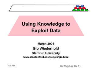 Using Knowledge to Exploit Data Gio Wiederhold March 2001