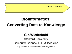 Bioinformatics: Converting Data to Knowledge Gio Wiederhold Stanford University