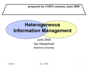 Heterogeneous Information Management June 2000 Gio Wiederhold