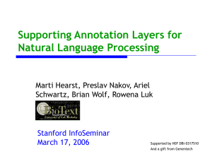 Supporting Annotation Layers for Natural Language Processing Marti Hearst, Preslav Nakov, Ariel