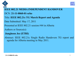 IEEE 802.21 MEDIA INDEPENDENT HANDOVER 21-11-0060-01-srho Date Submitted: May 17, 2011