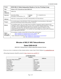 IEEE 802.21 Media Independent Handover Services Working Group