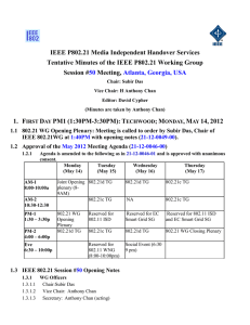 IEEE P802.21 Media Independent Handover Services Session #