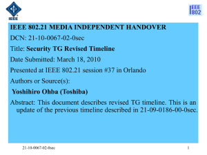IEEE 802.21 MEDIA INDEPENDENT HANDOVER DCN: 21-10-0067-02-0sec Security TG Revised Timeline