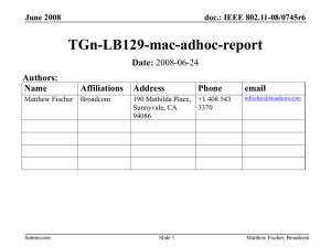 TGn-LB129-mac-adhoc-report Date: Authors: Name
