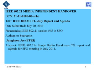 IEEE 802.21 MEDIA INDEPENDENT HANDOVER 21-11-0100-02-srho Date Submitted: July 20, 2011