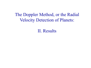 The Doppler Method, or the Radial Velocity Detection of Planets: II. Results