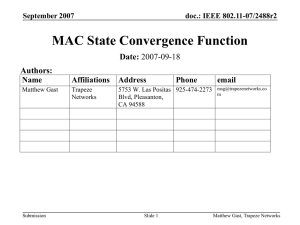 MAC State Convergence Function Date: Authors: Name