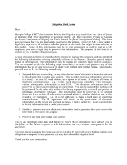 Litigation Hold Sample Letter