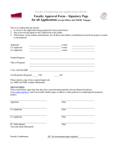 Faculty Approval Form – Signatory Page for all Applications