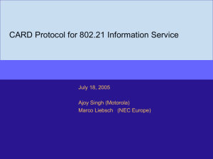 CARD Protocol for 802.21 Information Service July 18, 2005 Ajoy Singh (Motorola)